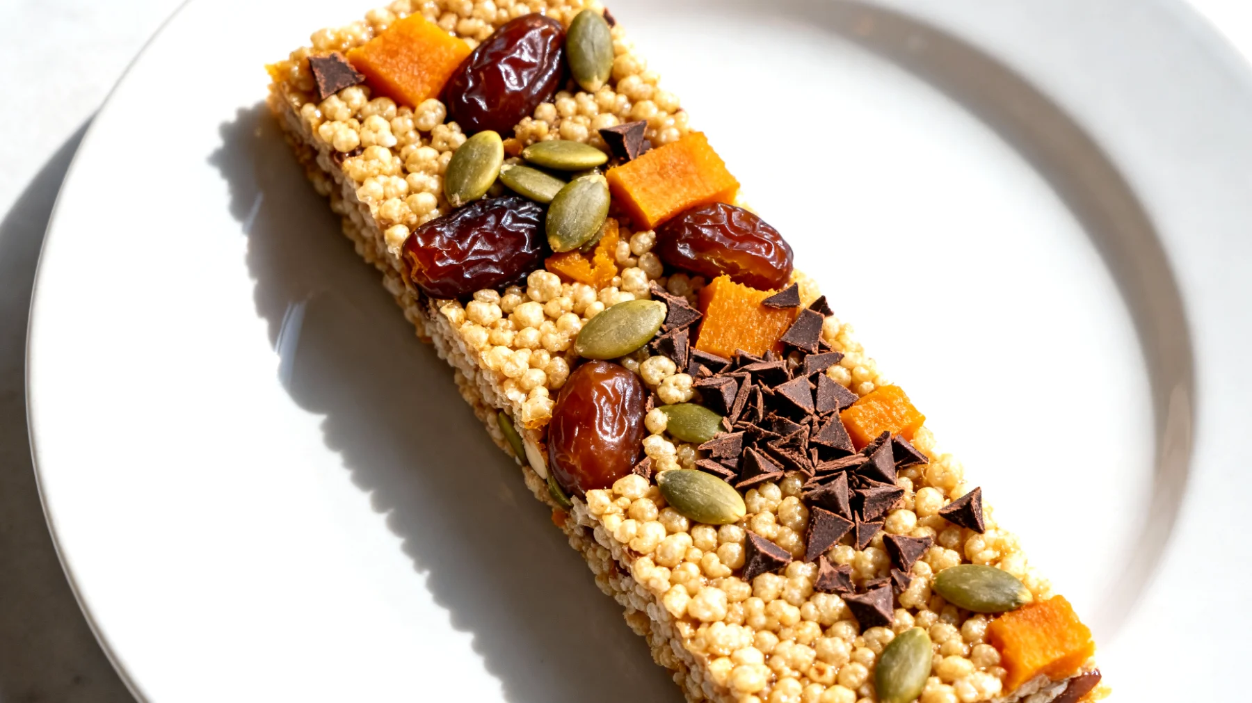 Amaranth-Dattel-Riegel mit Kürbiskernen und Kakaonibs"