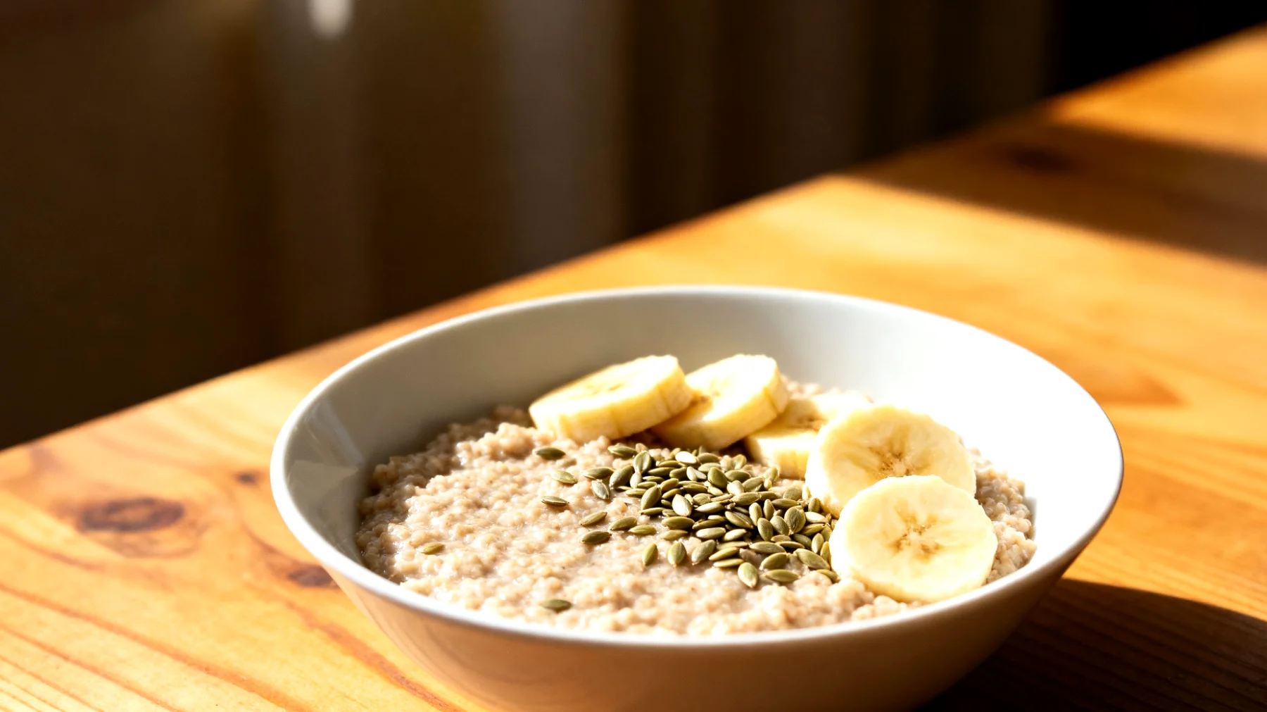 Amaranth-Porridge mit Hanfsamen und Bananenscheiben"