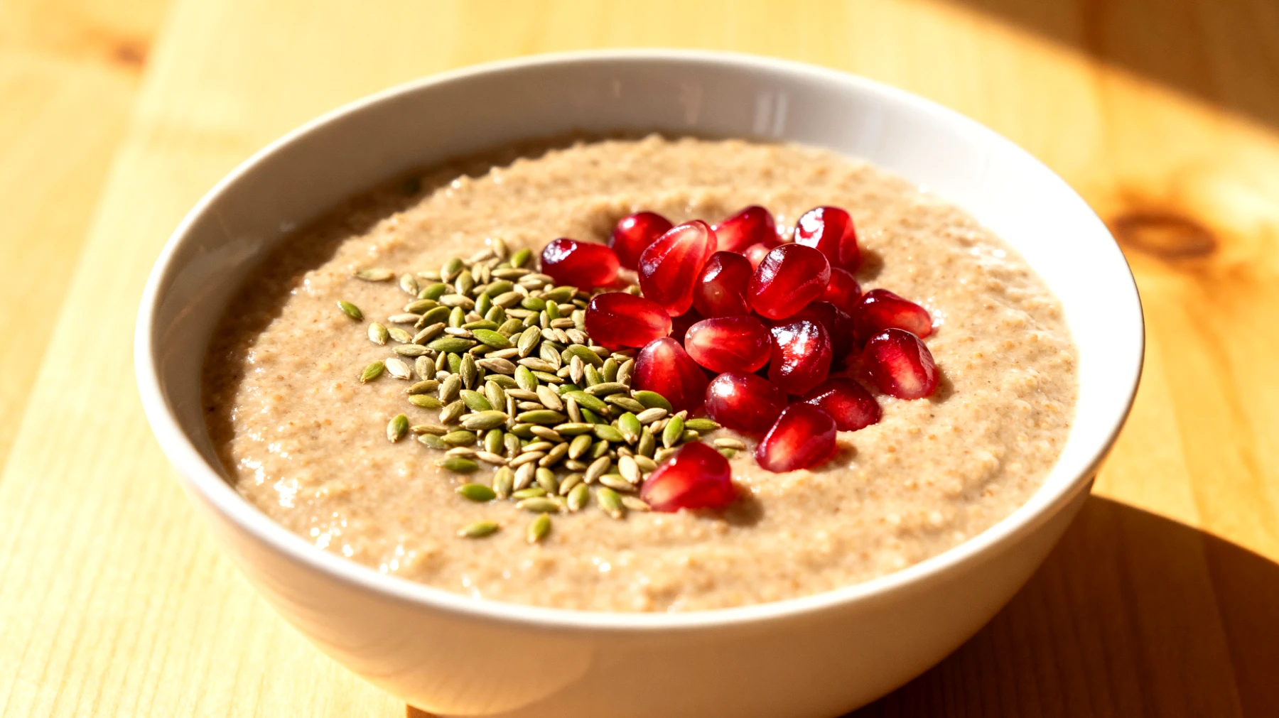 Amaranth-Pudding mit Hanfsamen und Granatapfel"