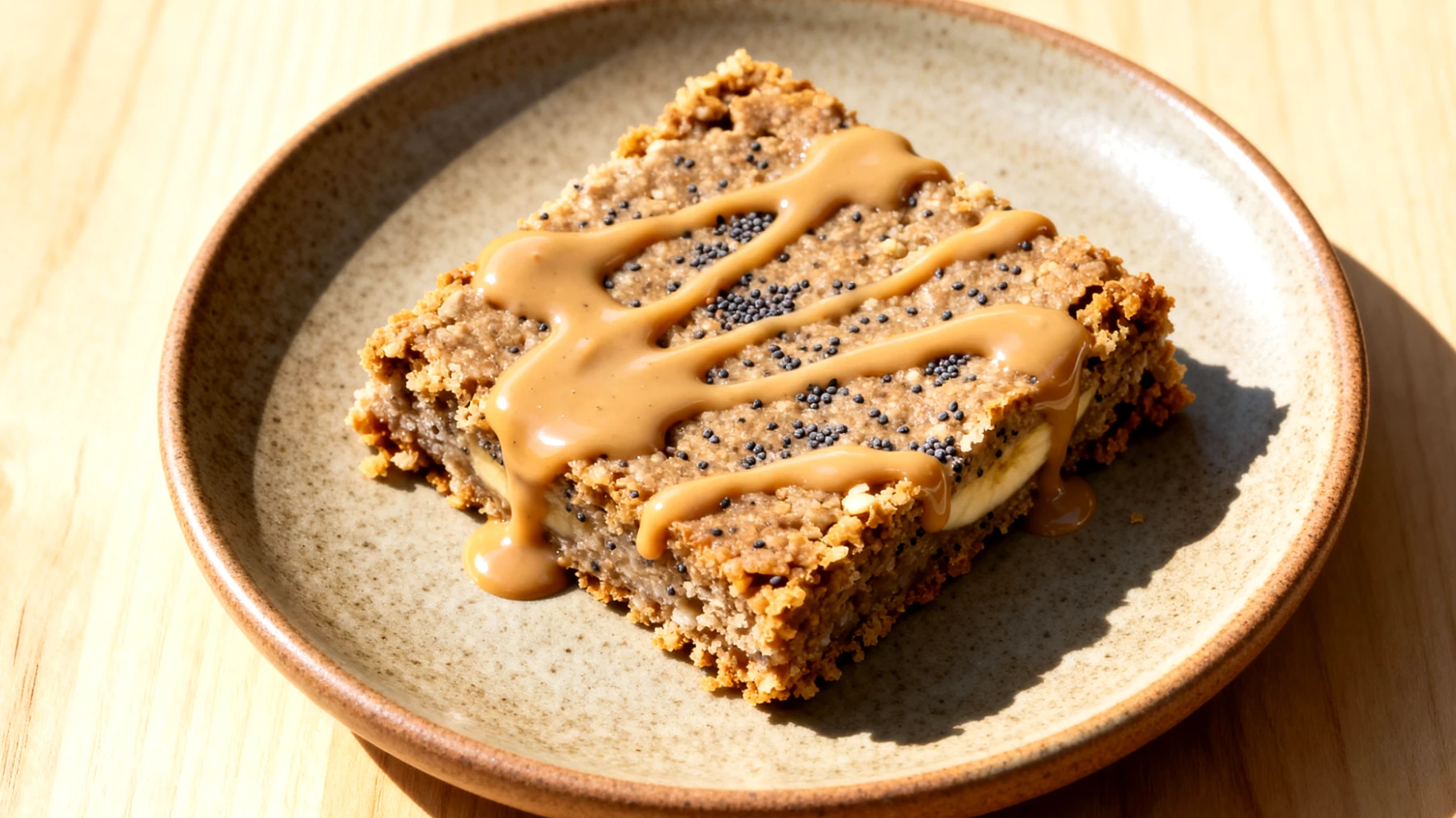 Buchweizen-Bananen-Riegel mit Mohnsamen und Tahini"