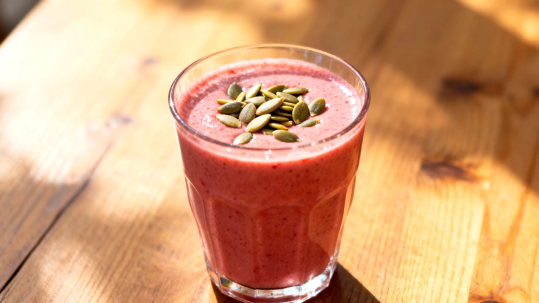 Hagebutten-Sanddorn-Mandelmilch mit Kürbiskernen"