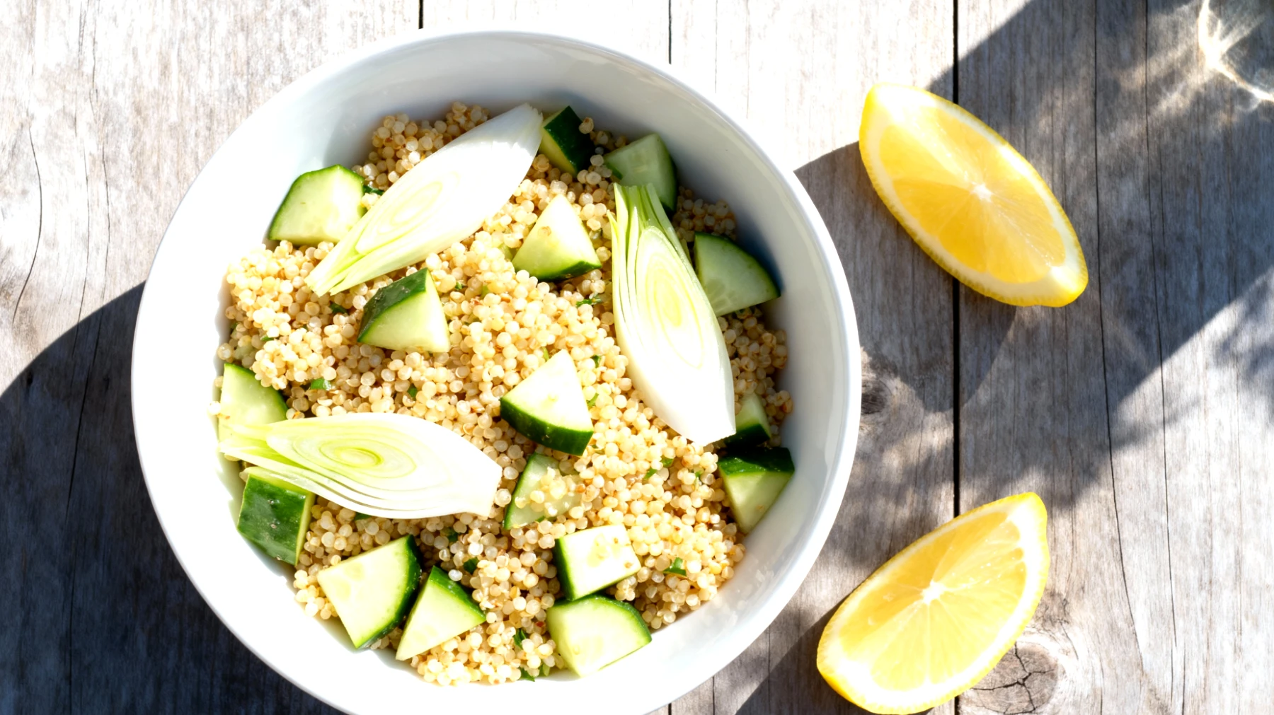 Hirsesalat mit Fenchel, Gurke und Zitrone"