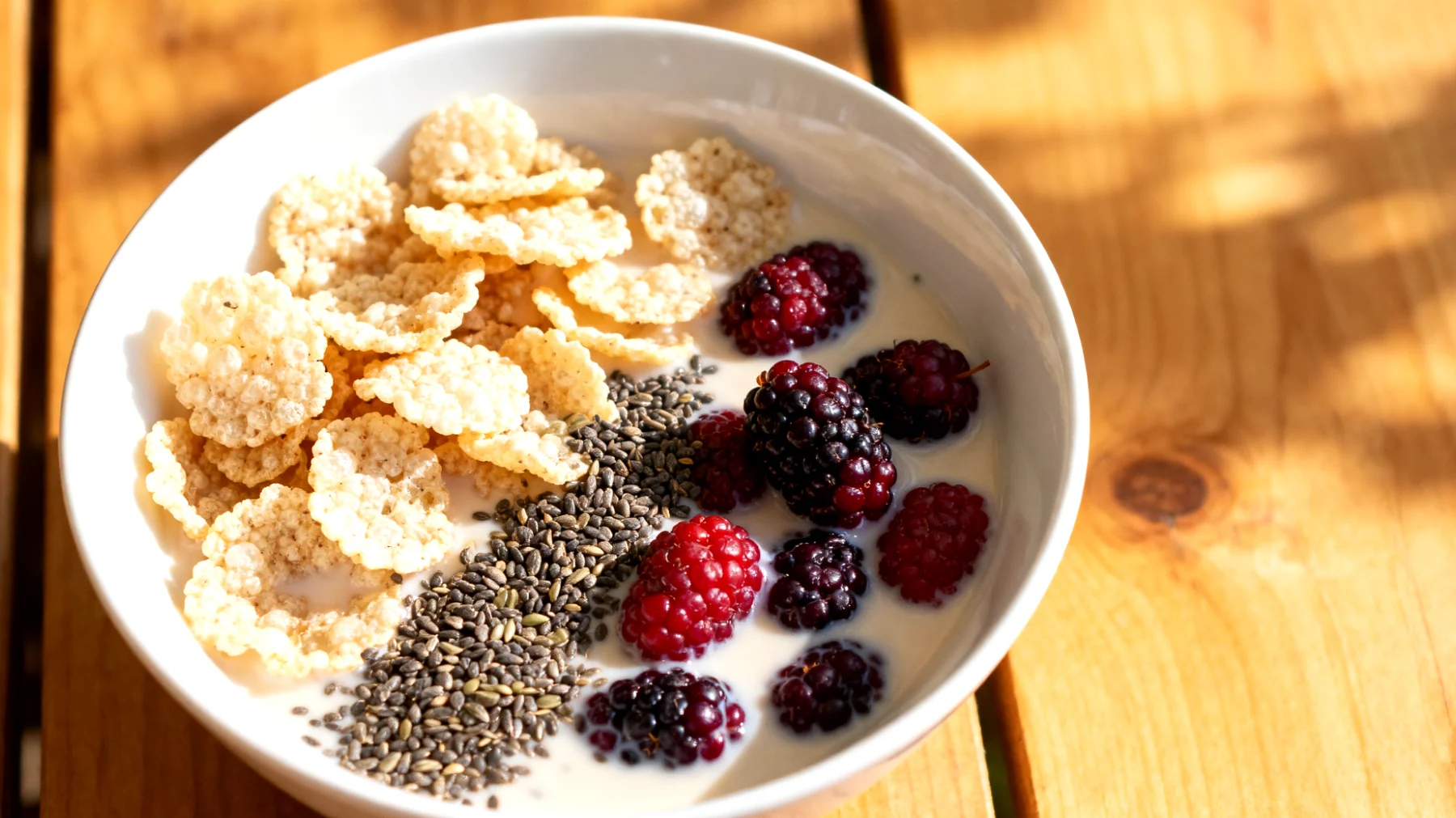 Amaranth-Pops mit Mandelmilch, Hanfsamen und Maulbeeren"