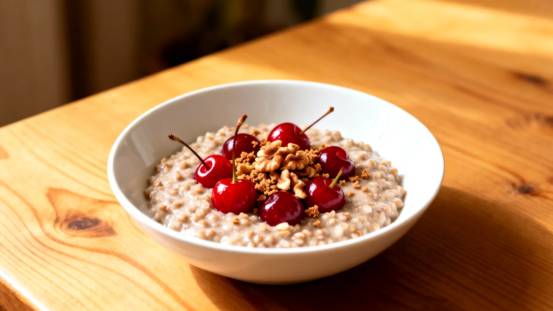Buchweizen-Porridge mit Sauerkirschen und Walnüssen"