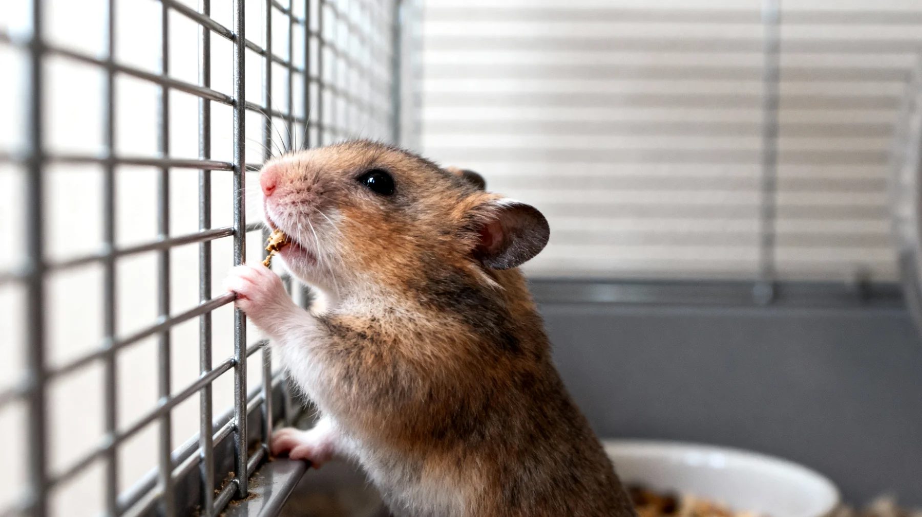 Hamster in der Wohnung benötigen geeignete Trainings- und Verhaltensübungen, um Langeweile und stereotypes Verhalten wie Gitternagen zu vermeiden und ihre natürlichen Instinkte wie Graben, Klettern und Futtersuche zu fördern"