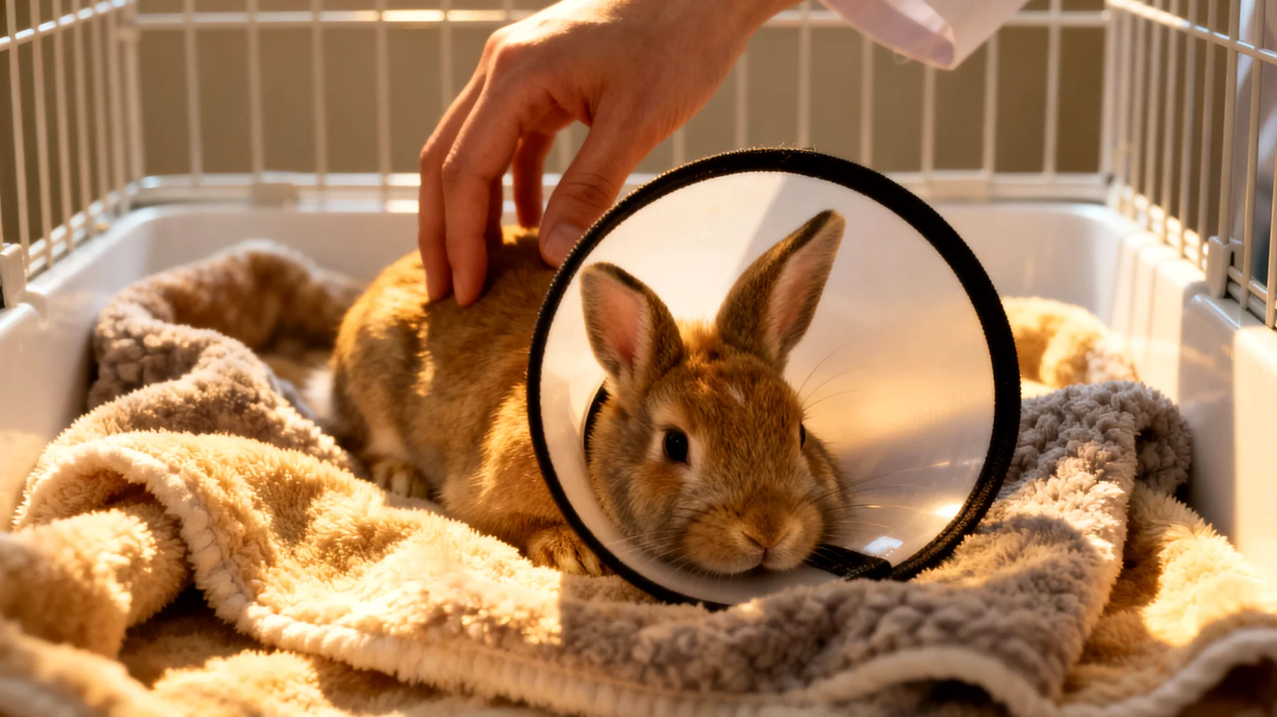 Kaninchen benötigen nach einer Kastration besondere Pflege und Überwachung, insbesondere hinsichtlich Wundheilung, Schmerzmanagement und angepasster Haltungsbedingungen in den ersten Tagen nach dem Eingriff"