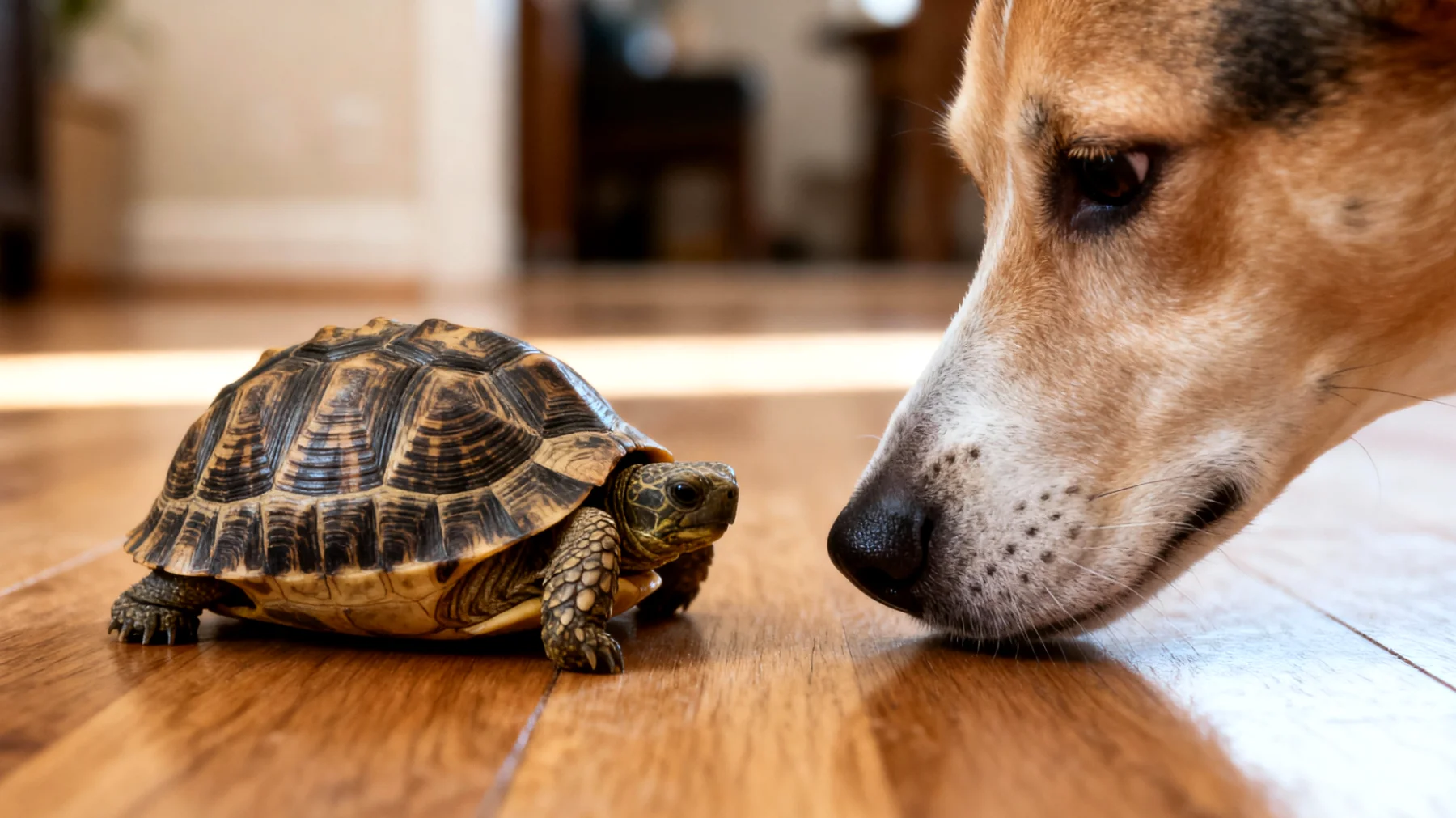 Schildkröten können bei der Vergesellschaftung mit anderen Tieren Stress erleben oder Verletzungen durch Bisse erleiden, insbesondere wenn Hunde oder Katzen neugierig oder aggressiv reagieren. Zudem besteht die Gefahr von Krankheitsübertragungen zwischen verschiedenen Tierarten."